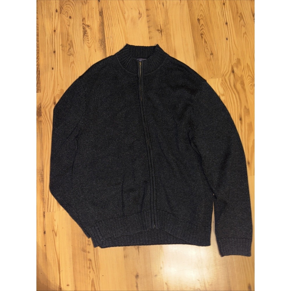 Vtg Saddlebred Dark Gray Full Zip Men's XL Sweater 100% Cotton Cardigan